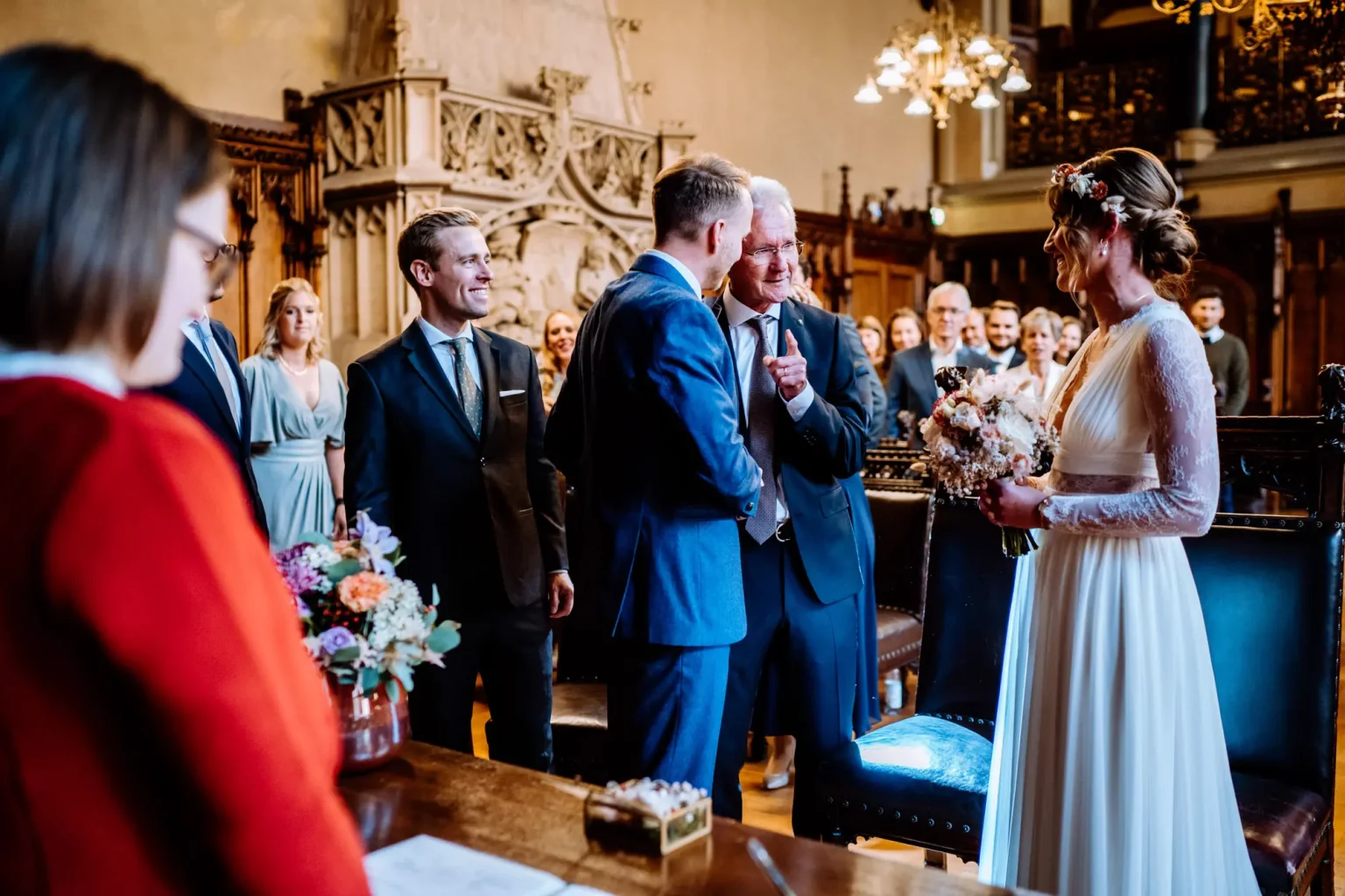 Hochzeit im kleinen Sitzungssaal im Münchner Rathaus am Marienplatz